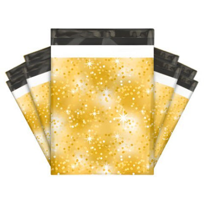 Premium Gold Sparkle Poly Mailers Size 10x13 Colorful Shipping Bags - Packaging Materials for Quail Enthusiasts