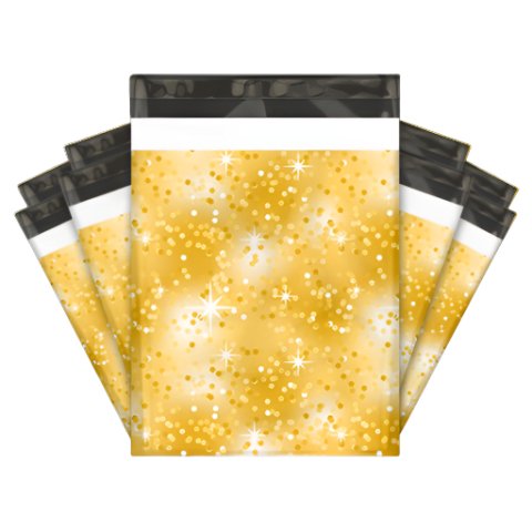 Premium Gold Sparkle Poly Mailers Size 10x13 Colorful Shipping Bags - Packaging Materials for Quail Enthusiasts