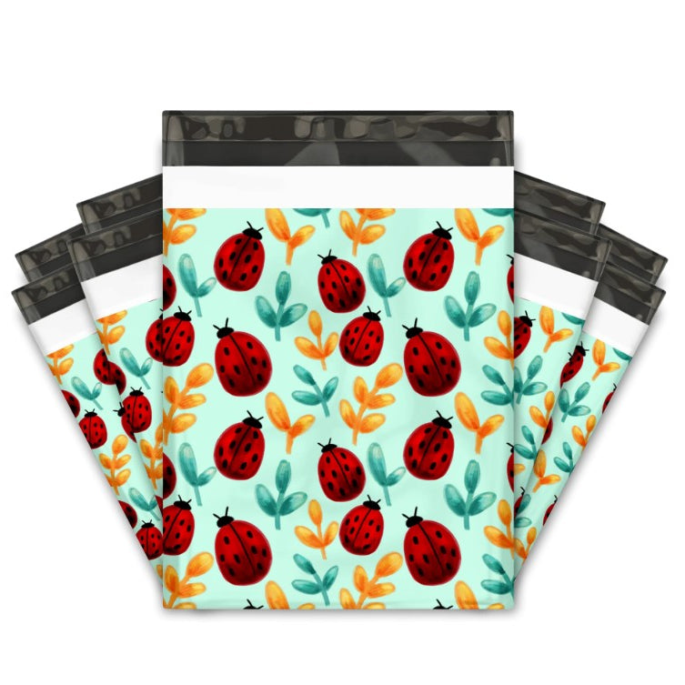 Premium Lady Bug Poly Mailers Size 10x13 Spring Shipping Bags - Packaging Materials for Quail Enthusiasts