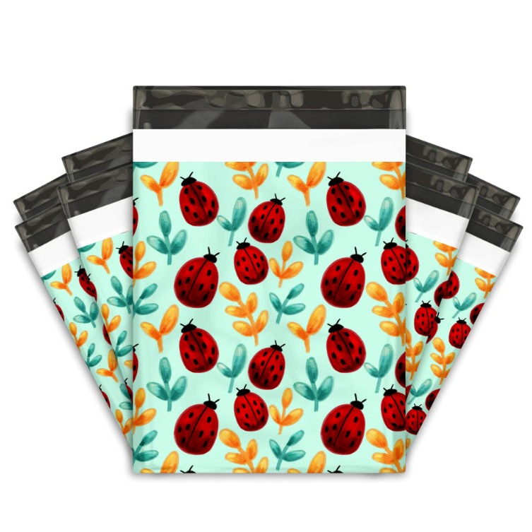 Premium Lady Bug Poly Mailers Size 10x13 Spring Shipping Bags - Packaging Materials for Quail Enthusiasts