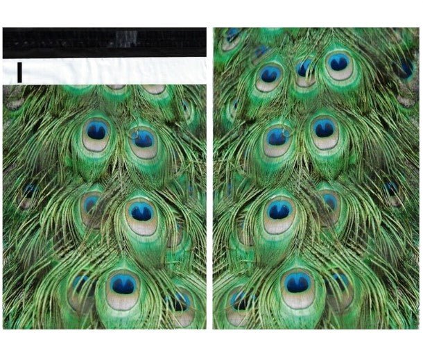 Premium Peacock Feathers Green Poly Mailers Size 6x9 Shipping Bags - Packaging Materials for Quail Enthusiasts