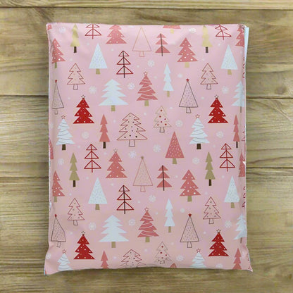 Pink Christmas Tree Poly Mailers Size 14x17 Shipping Bags