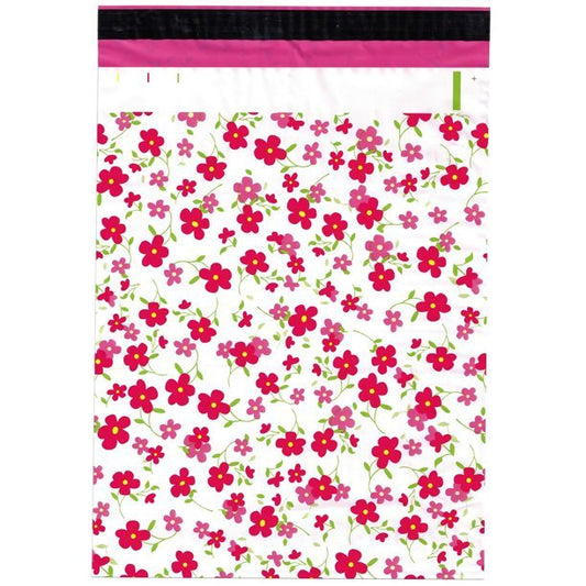 Premium Pink Flowers Floral Poly Mailers Size 12x15.5 Colorful Shipping Bags - Packaging Materials for Quail Enthusiasts