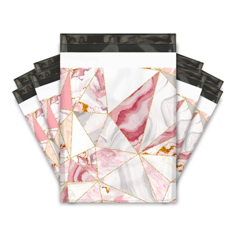 Premium Pink Marble Design Poly Mailers Size 10x13 Colorful Shipping Bags - Packaging Materials for Quail Enthusiasts