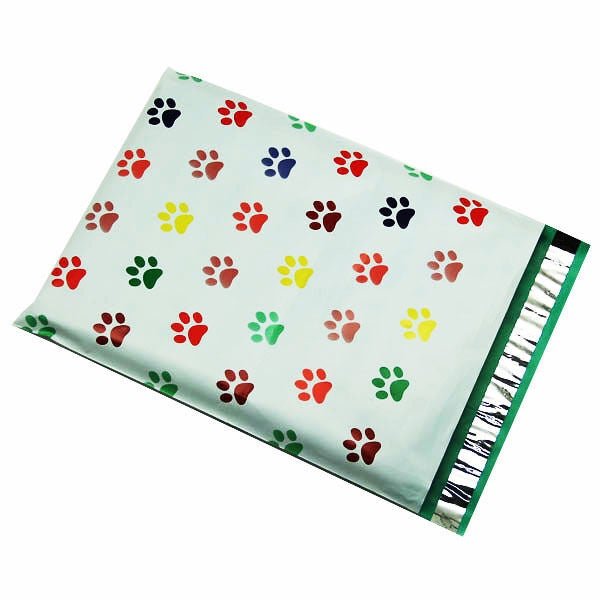 Premium Puppy Dog Paw Print Colorful Poly Mailers Size 6x9 Shipping Bags - Packaging Materials for Quail Enthusiasts