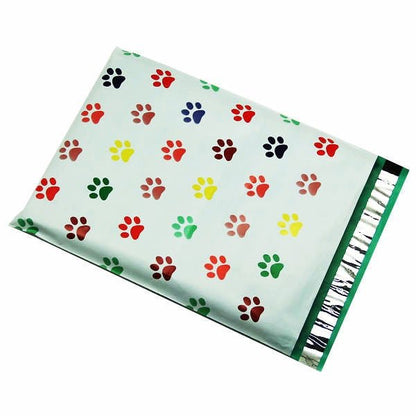 Premium Puppy Dog Paw Print Colorful Poly Mailers Size 6x9 Shipping Bags - Packaging Materials for Quail Enthusiasts