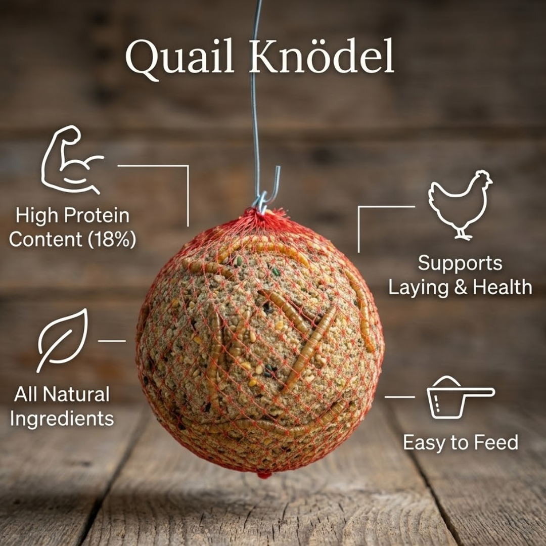 Premium Quail & Gamebird Knödel — Enrichment Feed Ball with Mealworms 2 pack - Bird Keeping Supplies for Quail Enthusiasts