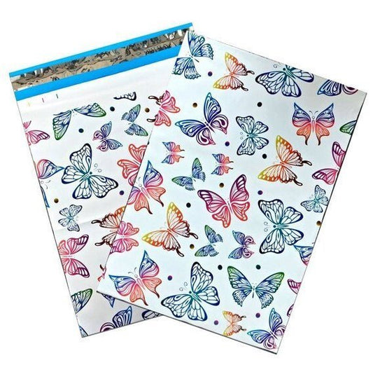 Rainbow Butterflies Poly Mailers Size 10x13 Butterfly Shipping Bags