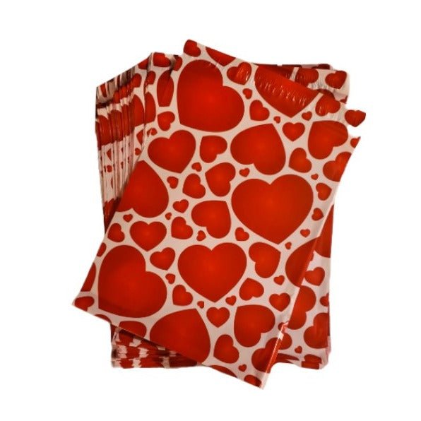 Premium Red Heart Poly Mailers Size 10x13 Colorful Shipping Bags Red - Packaging Materials for Quail Enthusiasts