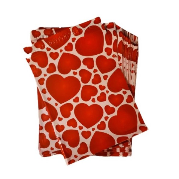 Premium Red Heart Poly Mailers Size 10x13 Colorful Shipping Bags Red - Packaging Materials for Quail Enthusiasts
