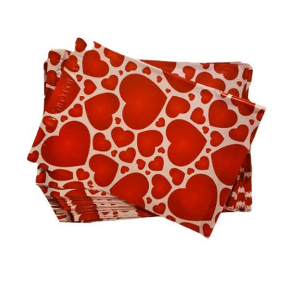 Premium Red Heart Poly Mailers Size 10x13 Colorful Shipping Bags Red - Packaging Materials for Quail Enthusiasts