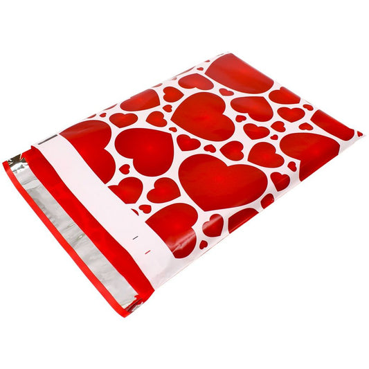 Premium Red Heart Poly Mailers Size 10x13 Colorful Shipping Bags Red - Packaging Materials for Quail Enthusiasts