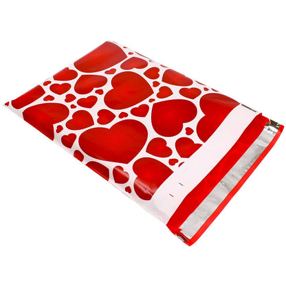 Premium Red Heart Poly Mailers Size 10x13 Colorful Shipping Bags Red - Packaging Materials for Quail Enthusiasts