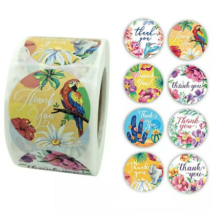 Premium Thank You Stickers 1.5 inch 500 Count Per Roll Cactus Parrot Jungle Shipping Supplies Animal Theme - Packaging Materials for Quail Enthusiasts