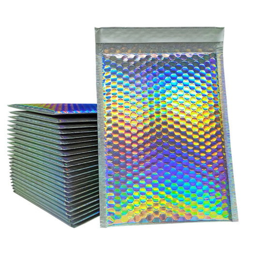 Premium Silver Holographic Metallic Bubble Mailers Size 8.5x12 Padded Envelopes - Packaging Materials for Quail Enthusiasts