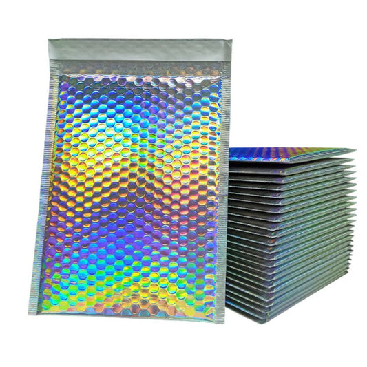 Premium Silver Holographic Metallic Bubble Mailers Size 8.5x12 Padded Envelopes - Packaging Materials for Quail Enthusiasts