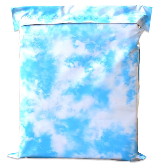 Premium Sky Blue Tie Dye Cloud Poly Mailers Size 14x17 Colorful Shipping Bags - Packaging Materials for Quail Enthusiasts