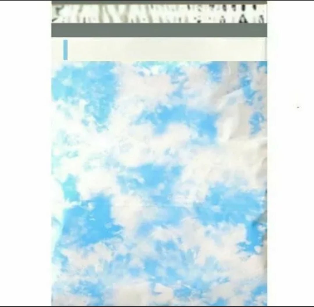 Premium Sky Blue Tie Dye Cloud Poly Mailers Size 14x17 Colorful Shipping Bags - Packaging Materials for Quail Enthusiasts