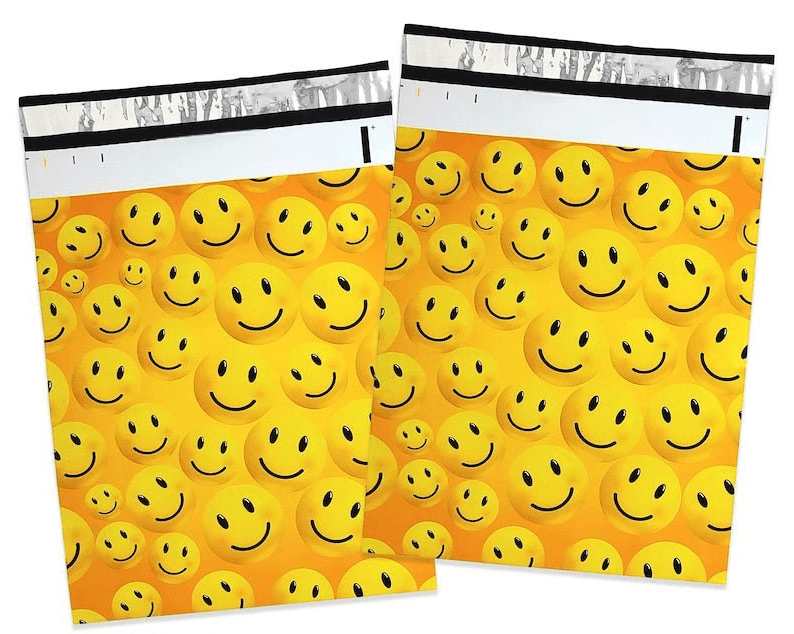 Premium Smiley Face Poly Mailers Size 10x13 Emoji Shipping Bags - Packaging Materials for Quail Enthusiasts
