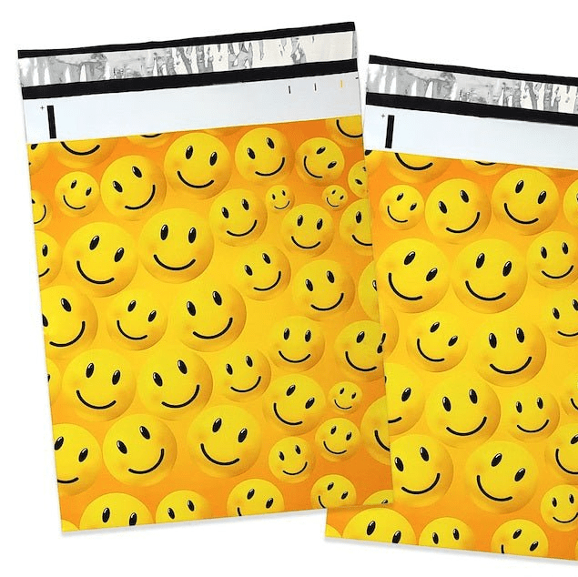 Premium Smiley Face Poly Mailers Size 10x13 Emoji Shipping Bags - Packaging Materials for Quail Enthusiasts
