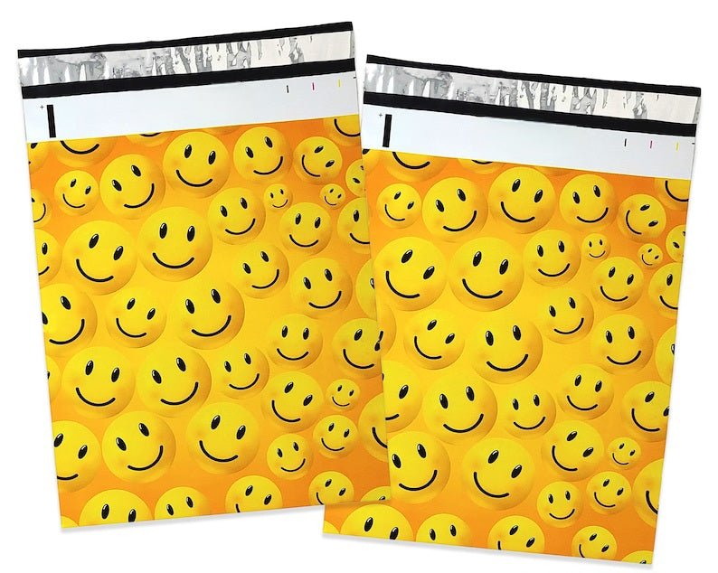 Premium Smiley Face Poly Mailers Size 10x13 Emoji Shipping Bags - Packaging Materials for Quail Enthusiasts
