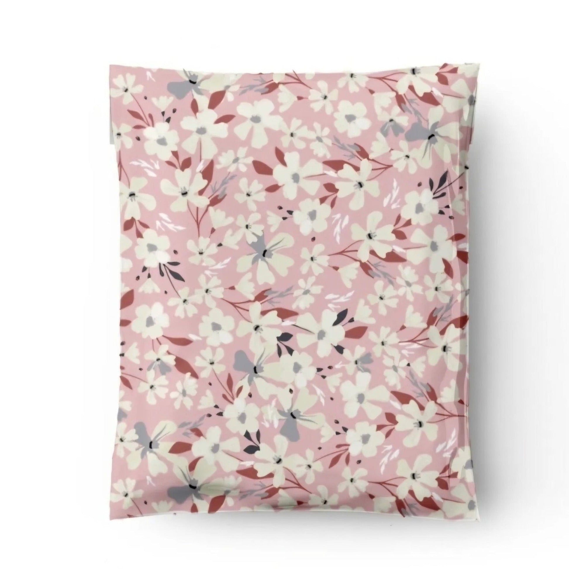 Premium Spring Pink White Flower Poly Mailers Size 7.5x10.5 Shipping Bags - Packaging Materials for Quail Enthusiasts