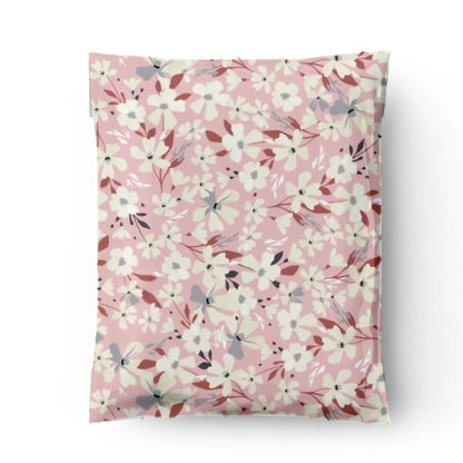 Premium Spring Pink White Flower Poly Mailers Size 7.5x10.5 Shipping Bags - Packaging Materials for Quail Enthusiasts