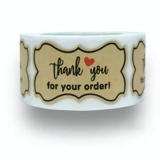 Premium Thank You Stickers 1.5x2 Inch 260 Count Per Roll Rectangle Kraft Brown Shipping Supplies - Packaging Materials for Quail Enthusiasts