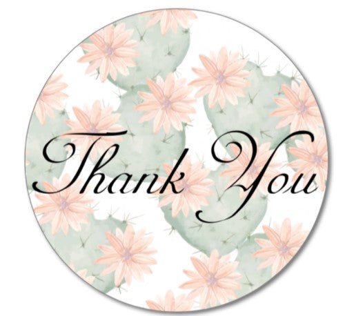 Premium Thank You Stickers 2.5 inch 300 Count Per Pack Cactus Blossom Shipping Supplies - Packaging Materials for Quail Enthusiasts