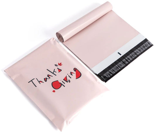 Premium Thanksgiving Poly Mailers Size 10x13 Pink Fall Shipping Bags - Packaging Materials for Quail Enthusiasts