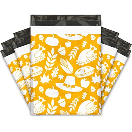 Premium Thanksgiving Yellow Poly Mailers Size 10x13 Colorful Shipping Bags - Packaging Materials for Quail Enthusiasts
