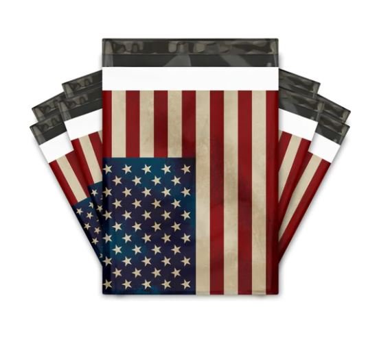 Premium USA American Flag Patriotic Poly Mailers Size 10x13 - Packaging Materials for Quail Enthusiasts