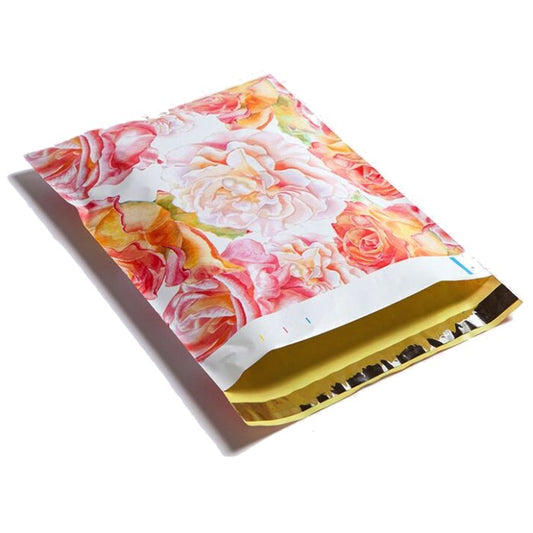 Premium Watercolor Floral Flowers Poly Mailers Size 10x13 Colorful Shipping Bags - Packaging Materials for Quail Enthusiasts